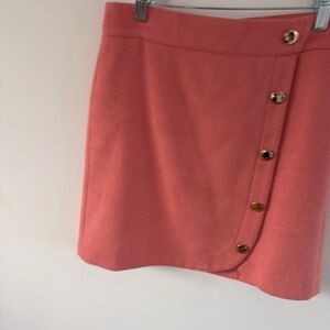 LOFT Coral Button-Front Mini Skirt